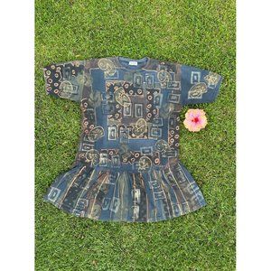 Vintage artisan made V.C.Torias Painted Dress Cotton - One Size